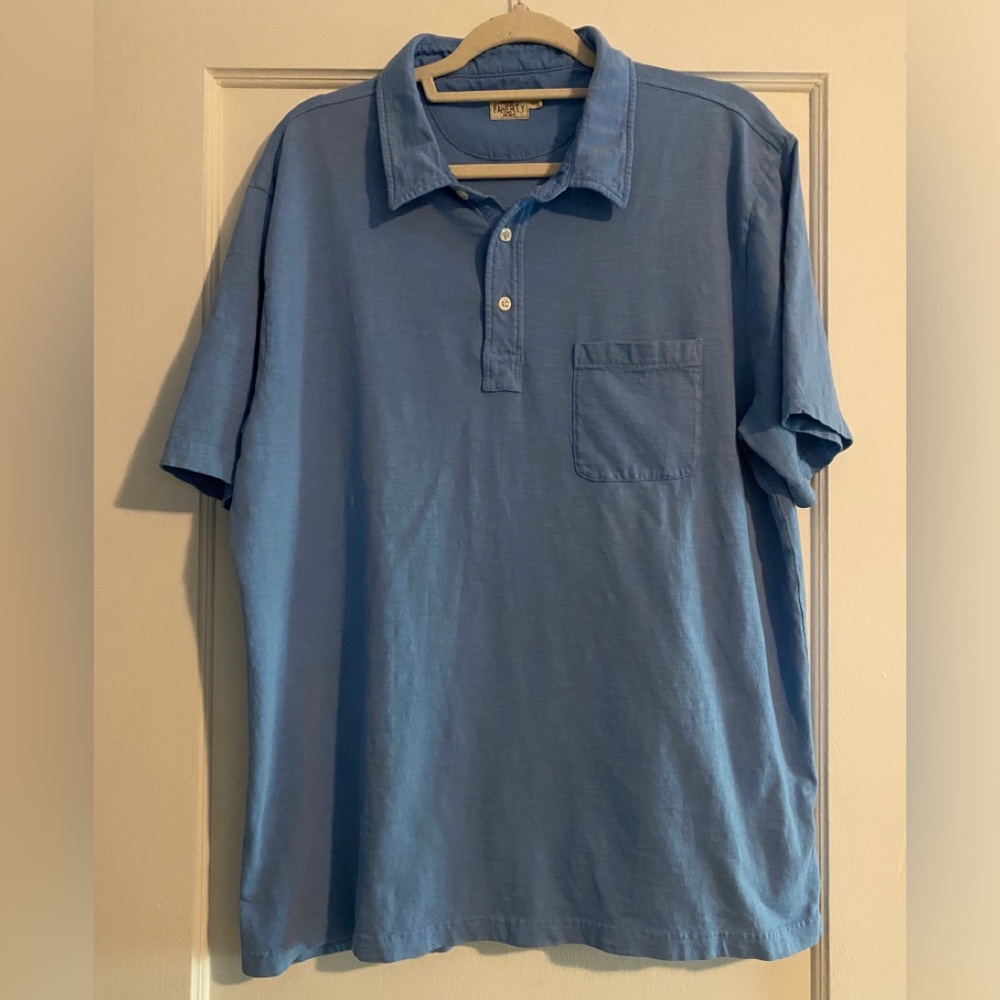 Faherty Men’s Medium 100% Cotton Pocket Polo Short Sleeve Shirt Blue Size XL